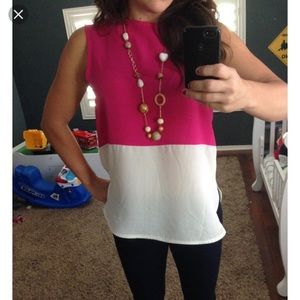 C. Luce Pink and Cream Blouse. Size M. NWT.